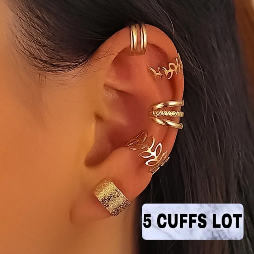 ⚜️[𝟯/$𝟭𝟴]⚜️5 Gun Color Floral Cuff Earrings Set NEW - Picture 8 of 11
